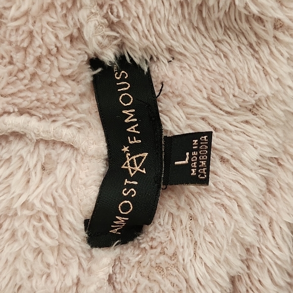 ALMOST FAMOUS PINK OPEN HOODIE CARDIGAN SZ L - Picture 6 of 6